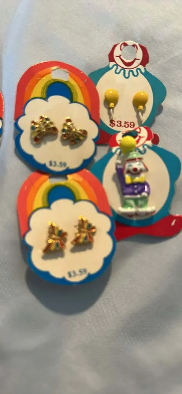 Vintage Children’s Jewelry Lot Butterfly Earrings Necklace Clown Pin